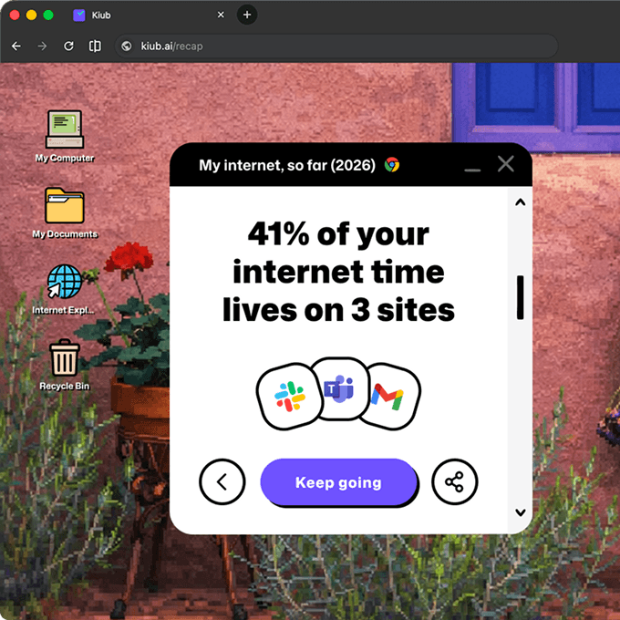 My internet, so far (2026). When exploring a topic, you open an average of 123 tabs.